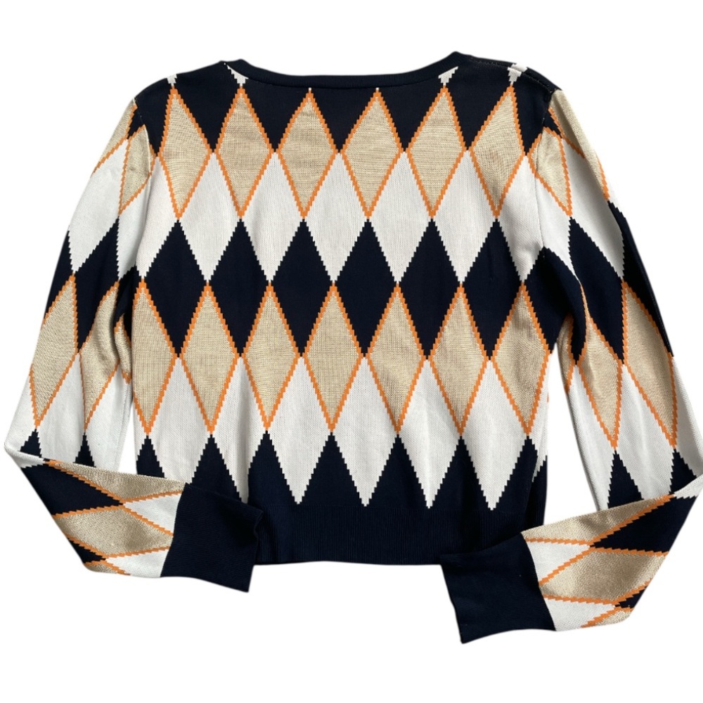 Zara Knit Sweater with Black, White, and Orange Pattern - Picture 4 of 4